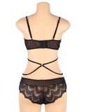 Black Delicate Flowers Lace Teddy With Underwire