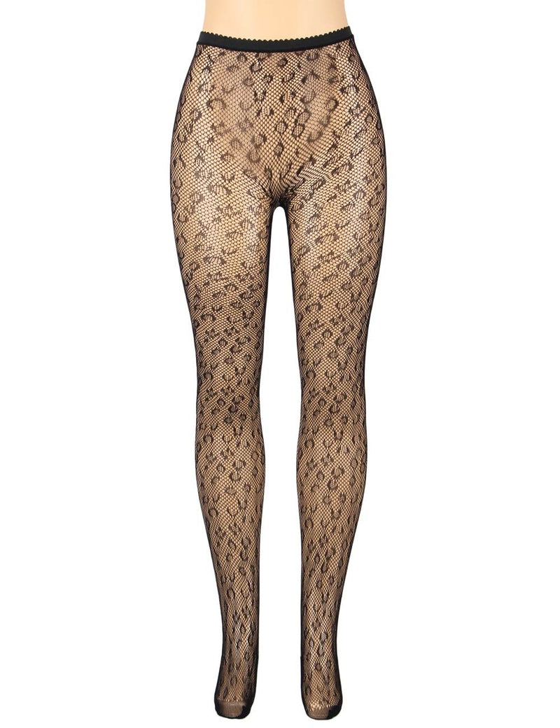 Black Sexy Leopard Fishnet Pantyhose