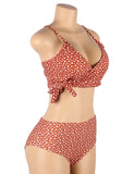Sexy Floral Cross Bandage Split High Waist Swimsuit