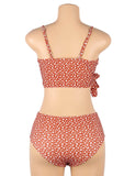 Sexy Floral Cross Bandage Split High Waist Swimsuit