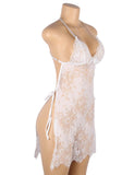 With Farawlaya Red & White & Black Sexy Lace Thin Halter Cross Transparent Sling Nightdress