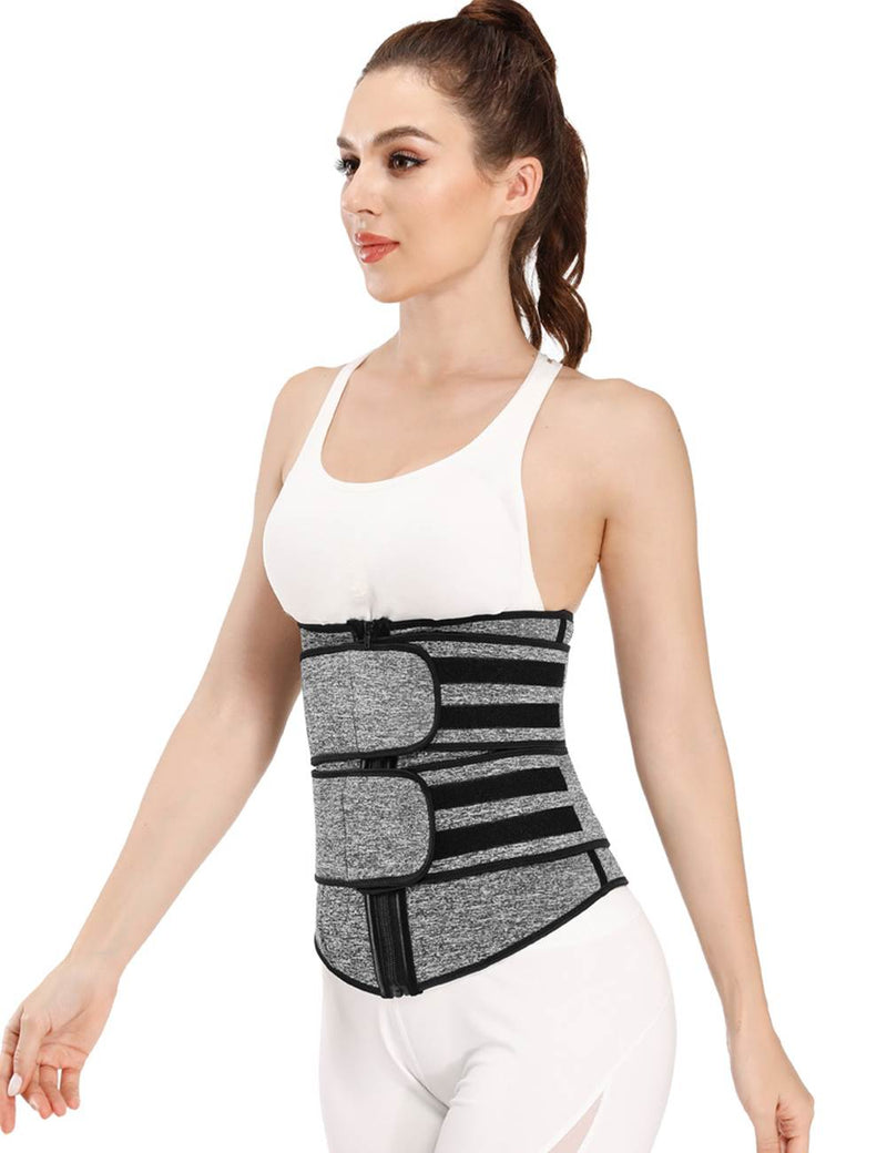 Zippered Double Belt 9 Steel Bones Neoprene Fitness Waist Trainer