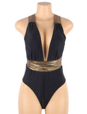 Vintage Sexy Push Up Bikini Set Gold Bandage One Piece Swimsuit
