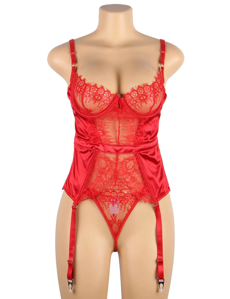 New Seduction Green & Black & Red Lace Transparente Sexy Babydoll