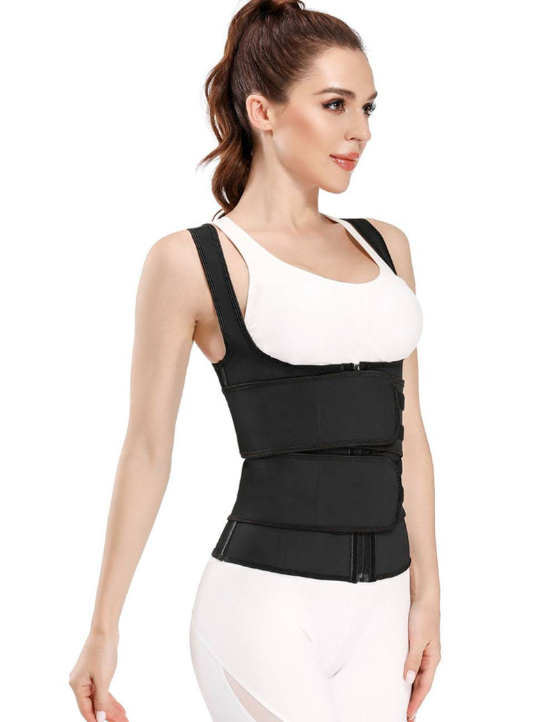 Latex Zippered Double Belt 9 Steel Bones One-piece Abdomen Vest Sling Shaper