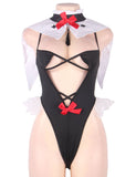 Front Middle Deep V Design The Chest X-cross Strap Crotch Open Sexy Witch Suit