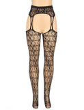 Fashion Pattern Seamless Suspender Black Stocking WITH FARAWLAYA