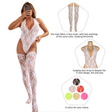 Sexy Egypt Lace Sleeveless See-Through Backless Deep V-Neck Bodysuit With Stocking