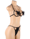 2Pcs Harness Sexy Bow Bra and Panty Lingerie Set with Underwire With Farawlaya