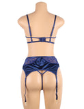 Delicate lace Stitching Exquisite metal buckle Bra And Garter Panty Set With Farawlaya