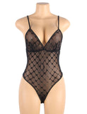 Plus Size Egypt Black Perspective Lace Check Sexy Teddy