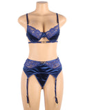 New Delicate lace Stitching Exquisite metal buckle Bra And Garter Panty Set With Farawlaya