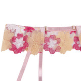 New Floral Embroidery Underwire Garter Lingerie Set