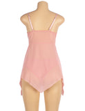 New Pink Flower Decoration Loose Comfortable Open Front Babydoll