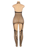 Halter Sexy Neck Open Back Netted Bodystocking