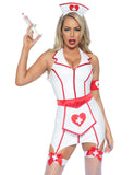 Sexy White Halter Apron Hear Wear Shoulder Emblem Decoration Nurse Costume
