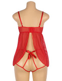 Red Sexy Silk Bow-Knot Holollow Out Bra Open Back Side Backbydoll