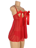 New Red Sexy Silk Bow-Knot Holollow Out Bra Open Back Side Backbydoll