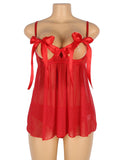 New Red Sexy Silk Bow-Knot Holollow Out Bra Open Back Side Backbydoll