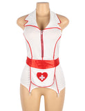 New Sexy White Halter Apron Hear Wear Shoulder Emblem Decoration Nurse Costume
