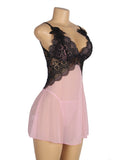 Leopard Print Lace Stitching Strap with Flower Babydoll
