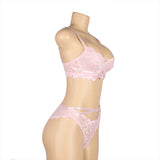 New Pink & Black Floral Lace Adjustable Strap Underwire Bra Set