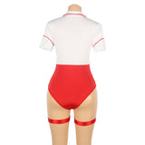 Sexy One Piece Bodysuit Zipper Design Decoration Nurse Costume