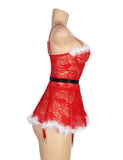 New Christmas Sexy Floral Babydoll with Garter Belt