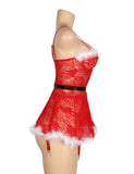 Christmas Sexy Floral Babydoll with Garter Belt
