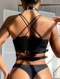 Black Leather Chest Harness Straps