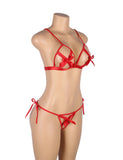 Red Hollow Out Bow-Knot Bra Set Egypt with Wristband