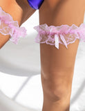 A Pair Of Sexy Pink Lace Bow Leg Rings