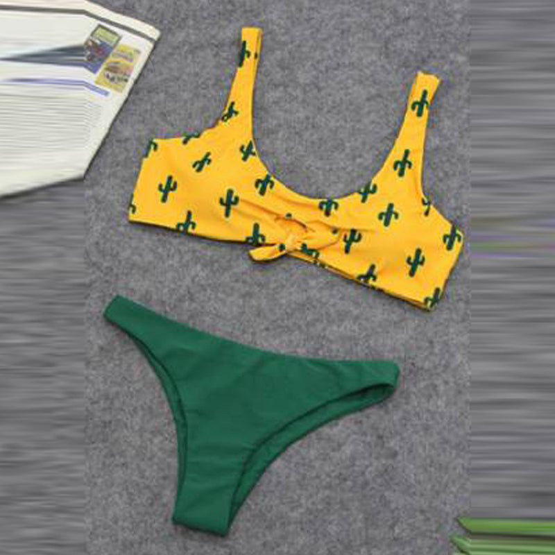 Cute Cactus Printing Sexy Bikini Egypt Set