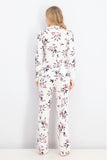 Kathy Ireland Women's 2 Pcs Floral Print Long Sleeve Top With Pajamas Pants, Ivory/Peach