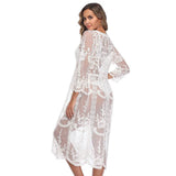 New Long White Lace Floral Sumber Beach Dress
