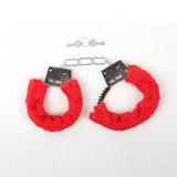 Pink & Red & Black Adult Soft Steel Fuzzy Furry Cuffs Working Metal Handcuffs