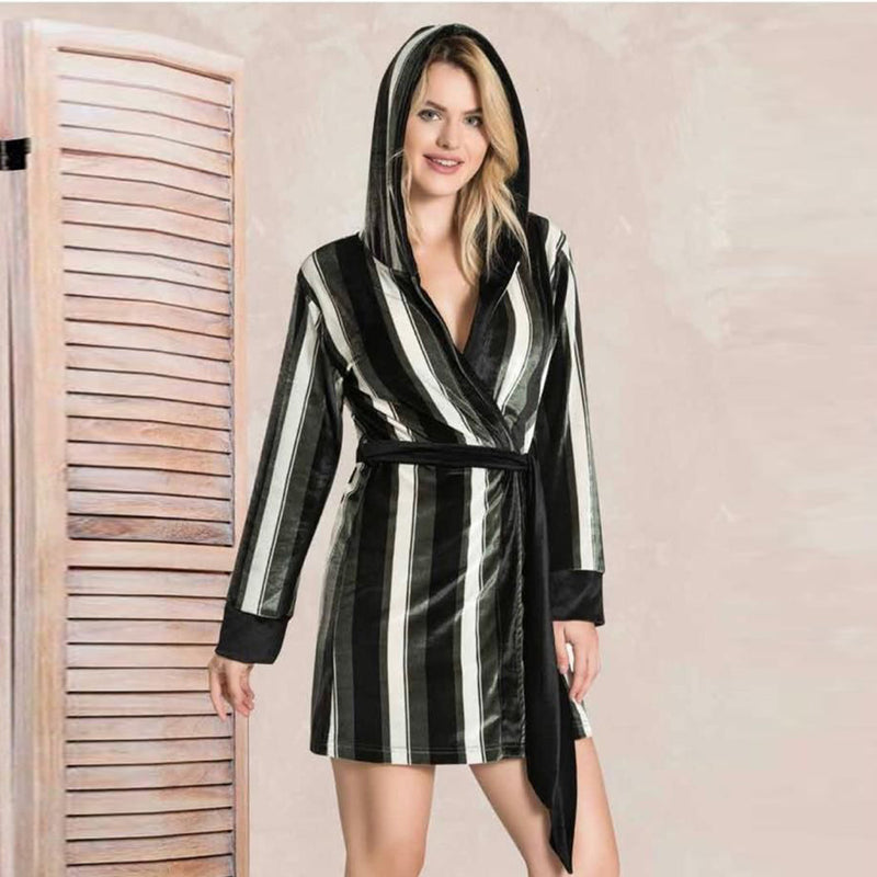 Elegant plush black robe