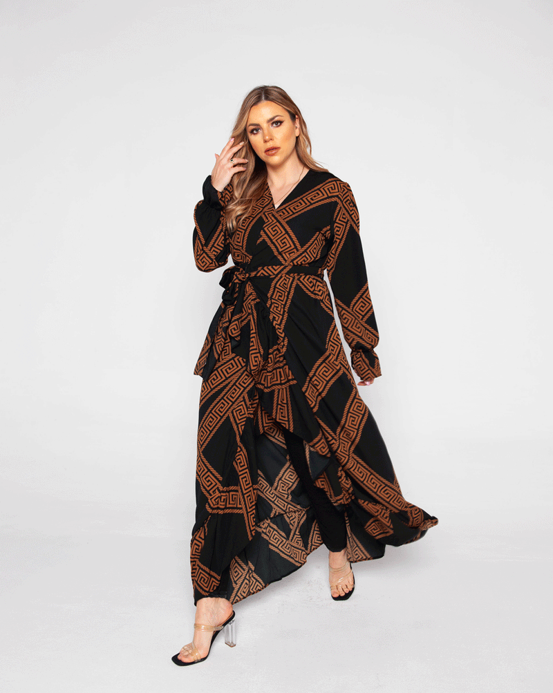 Trendy  Long Brown Dress