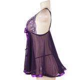 Sexy Rhinestone See-through Dark Purple Plus Size Nightdress Egypt