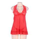 Lace Top Plus Size Open Back Babydoll