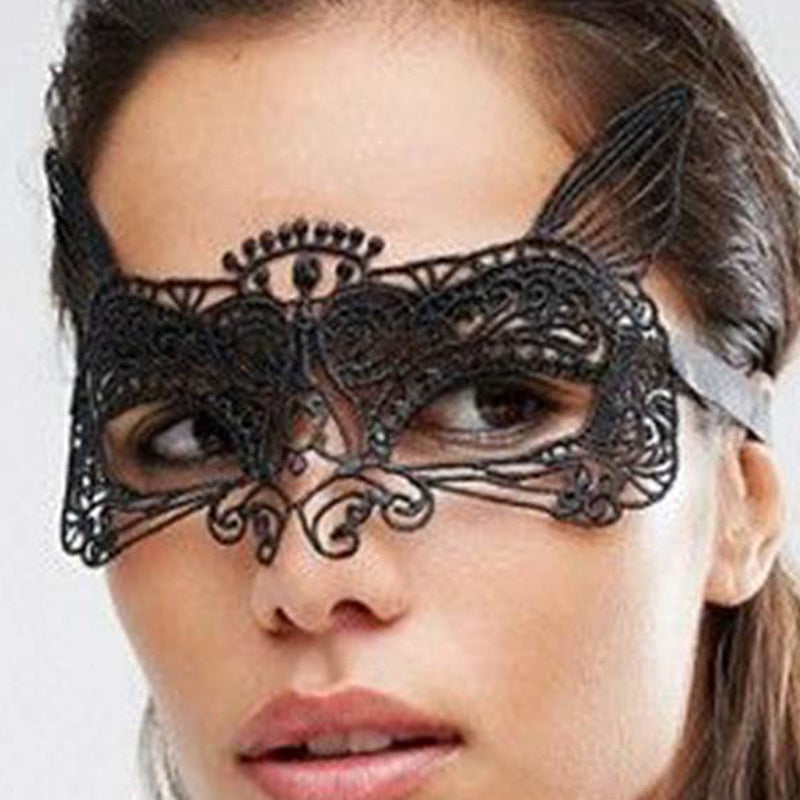 Enchanting Black Lace Fox Eye Mask