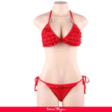 Red Lively Multi-layered Ruffled Sexy Bikini Set