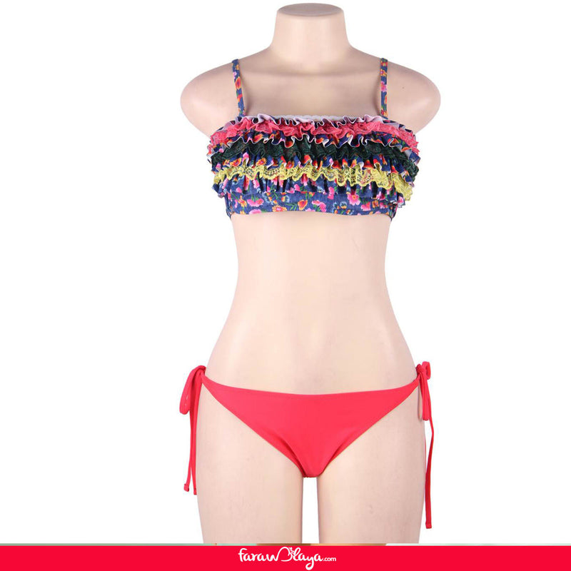 Low Waist Drawstring Halter Sexy Colorful Bikinis Swimsuits Egypt with Red Panty