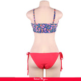 New Low Waist Drawstring Halter Sexy Colorful Bikinis Swimsuits with Red Panty