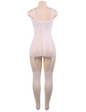 White Foxy Suspender Style Lace Bodystockings