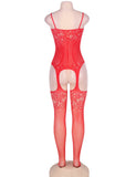 Foxy Suspender Style Red Lace Bodystockings