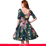 Half Sleeve Jasper Vintage Style Floral Swing Dress