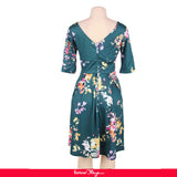 Half Sleeve Jasper Vintage Style Floral Swing Dress