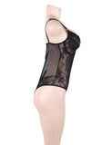 Black Glamour Hollywood Sheer Lace Underwire Teddy