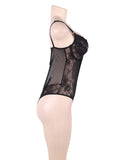 New Black Glamour Hollywood Sheer Lace Underwire Teddy